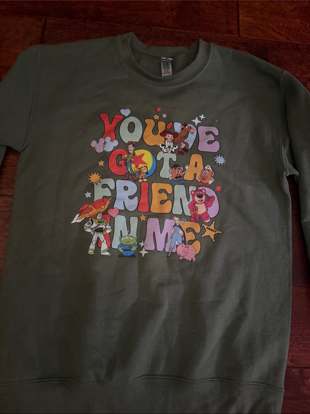 Gildan Olive Green Kids Toy Story 'You've Gotta Friend in Me' Graphic Sweatshirt